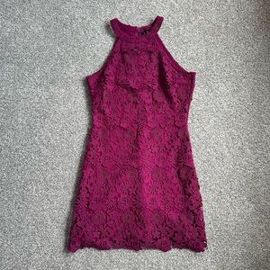 Lulu’s Love Poem Magenta Lace Mini Dress